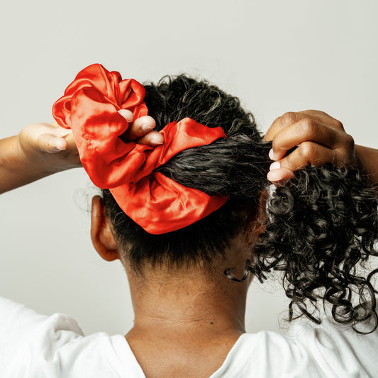Organic Silk Oversized Scrunchie Tomato Red