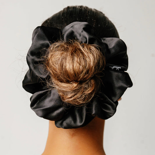 Oversized Organic Silk Scrunchie Onyx Black
