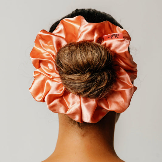 Organic Silk Oversized Scrunchie Peachy Coral