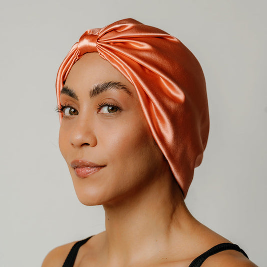 Organic Silk Hair Bonnet Peachy Coral