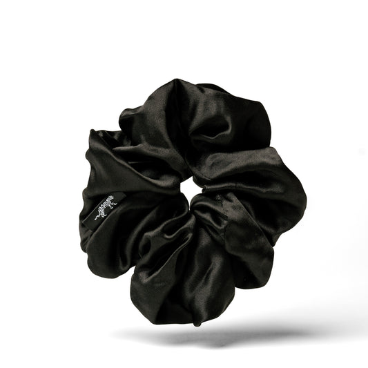 Oversized Organic Silk Scrunchie Onyx Black
