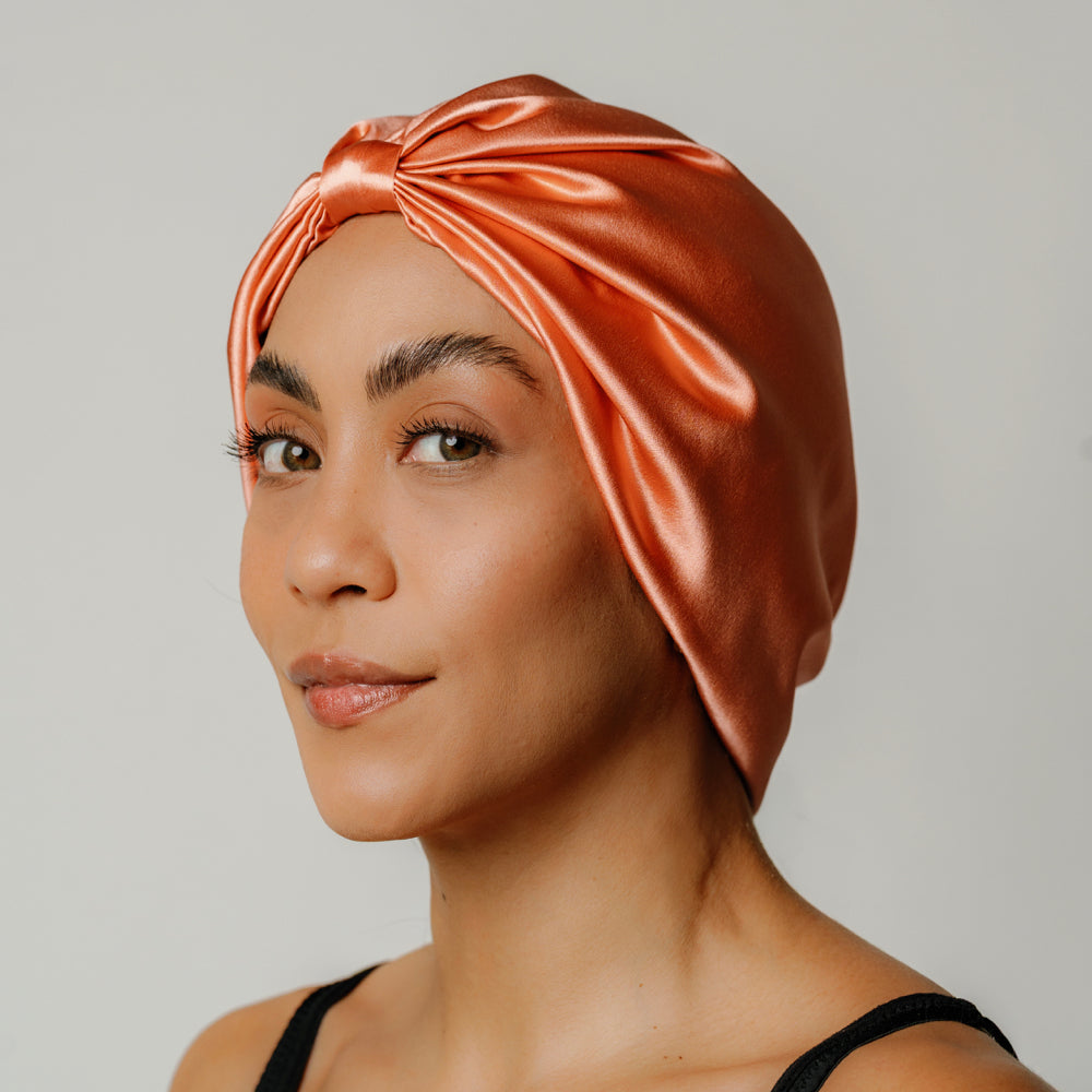 Organic Silk Hair Bonnet Peachy Coral