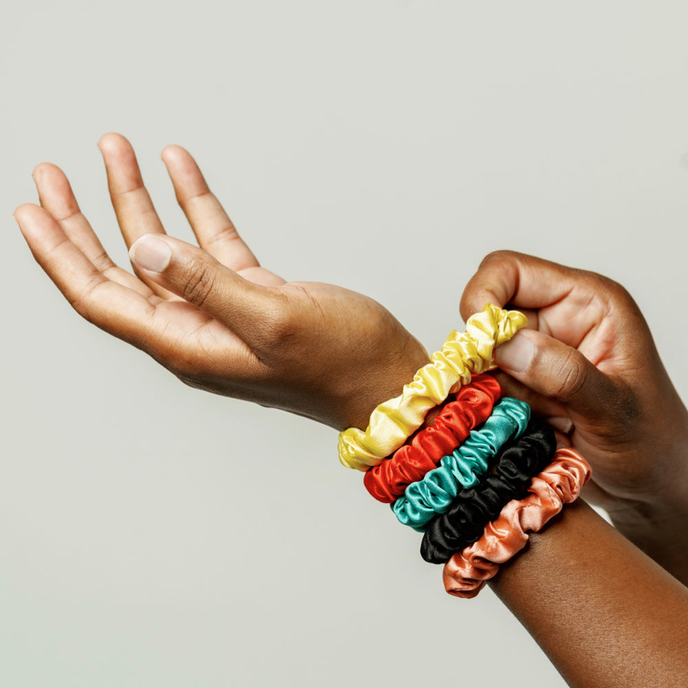 Organic Silk Small Scrunchie 3-Pack Peachy Coral